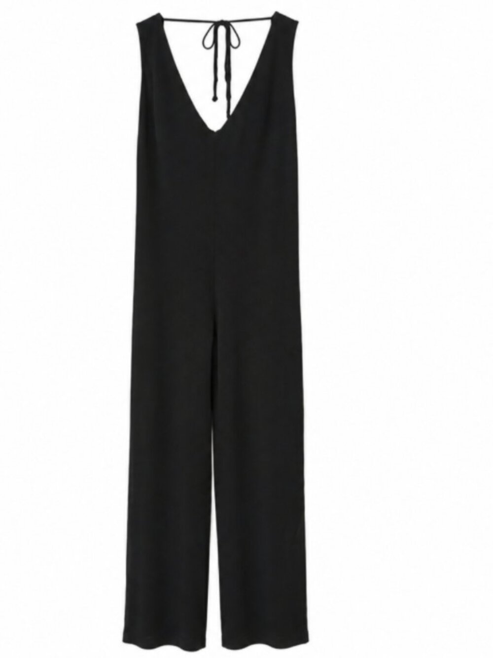 Gypsy05 Black Open Back Jumpsuit | Wide Leg Minimalist Jumpsuit | S
